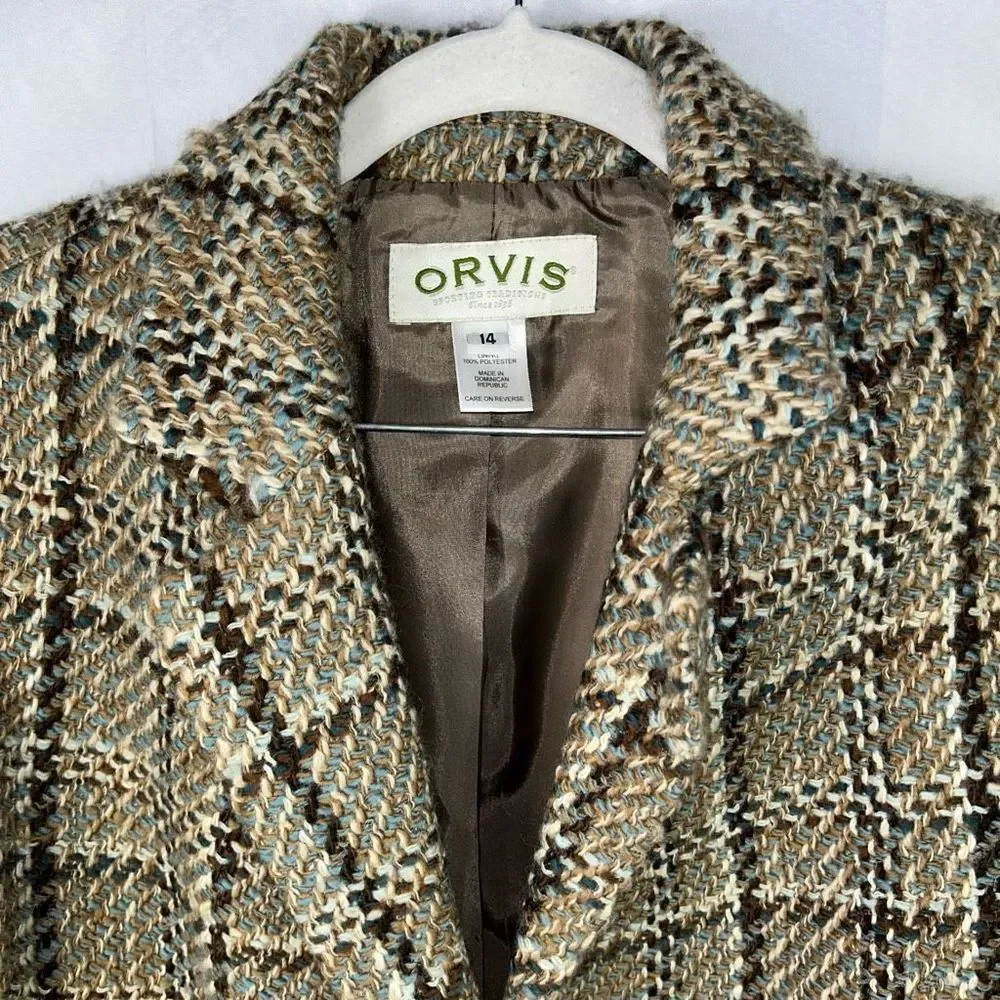Orvis Wool Plaid Single Breasted Blazer Coat - Picture 6 of 14